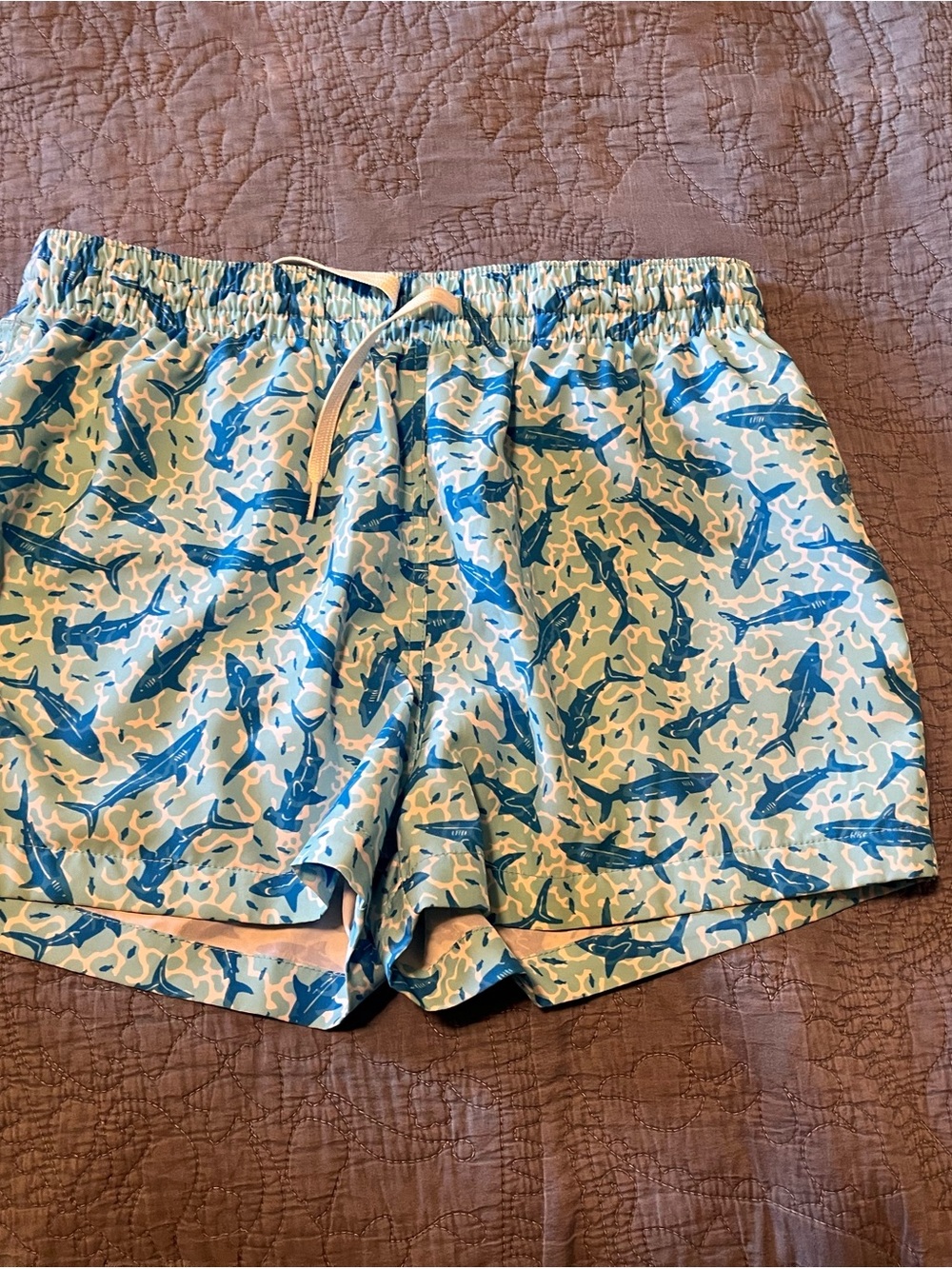 chubbies Aqua and White Camouflage Swim Trunks